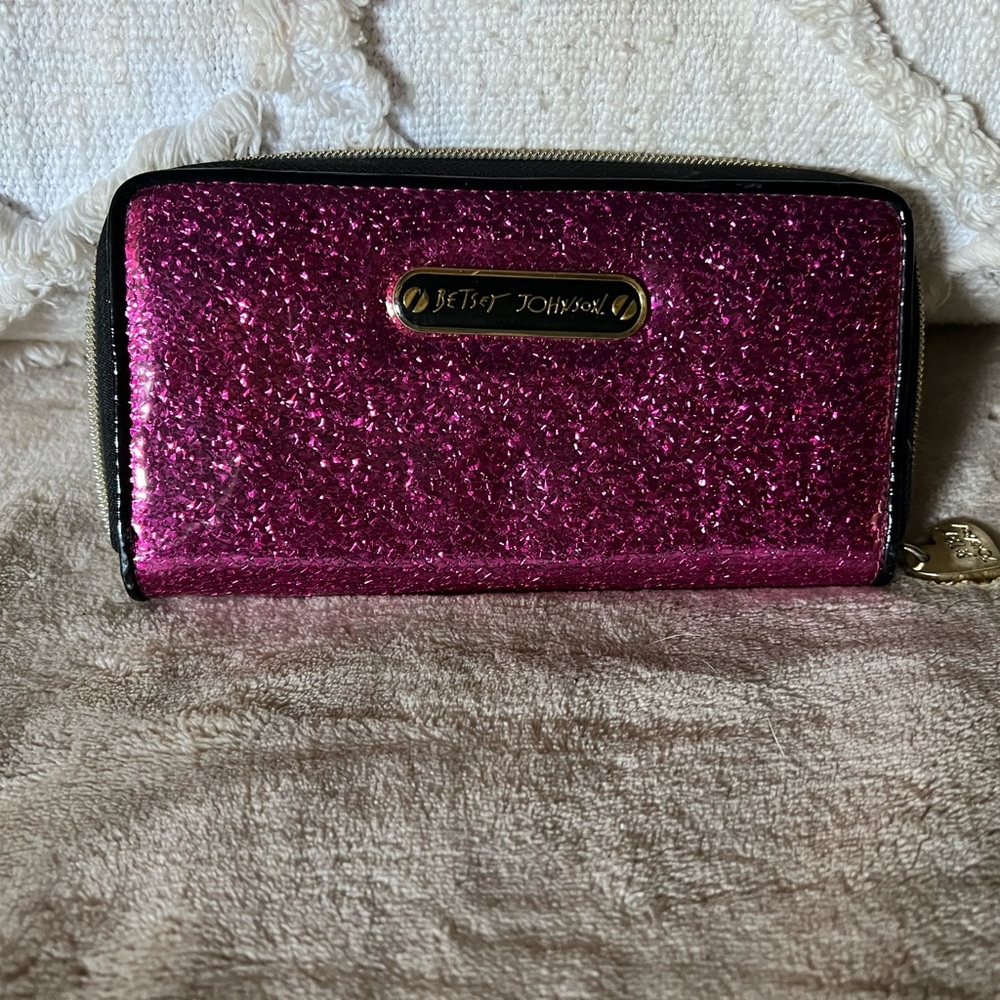 Betsey Johnson Fuchsia Glitter Wallet